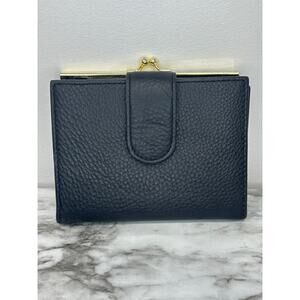 Buxton Lexington Black Leather Kisslock Organizer Wallet